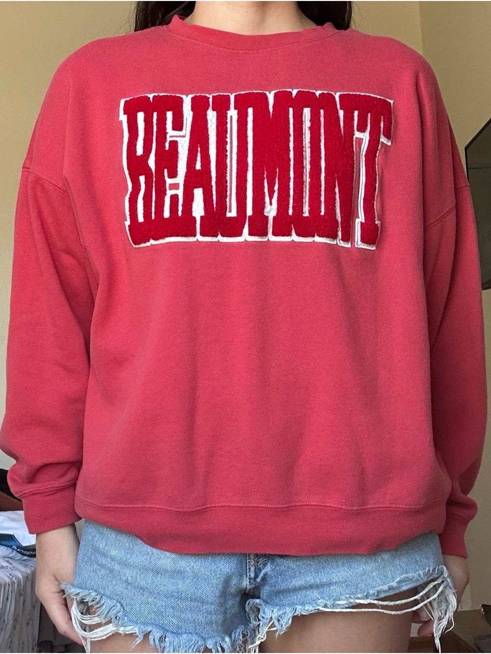 Red Oversized Crewneck Sweatshirt